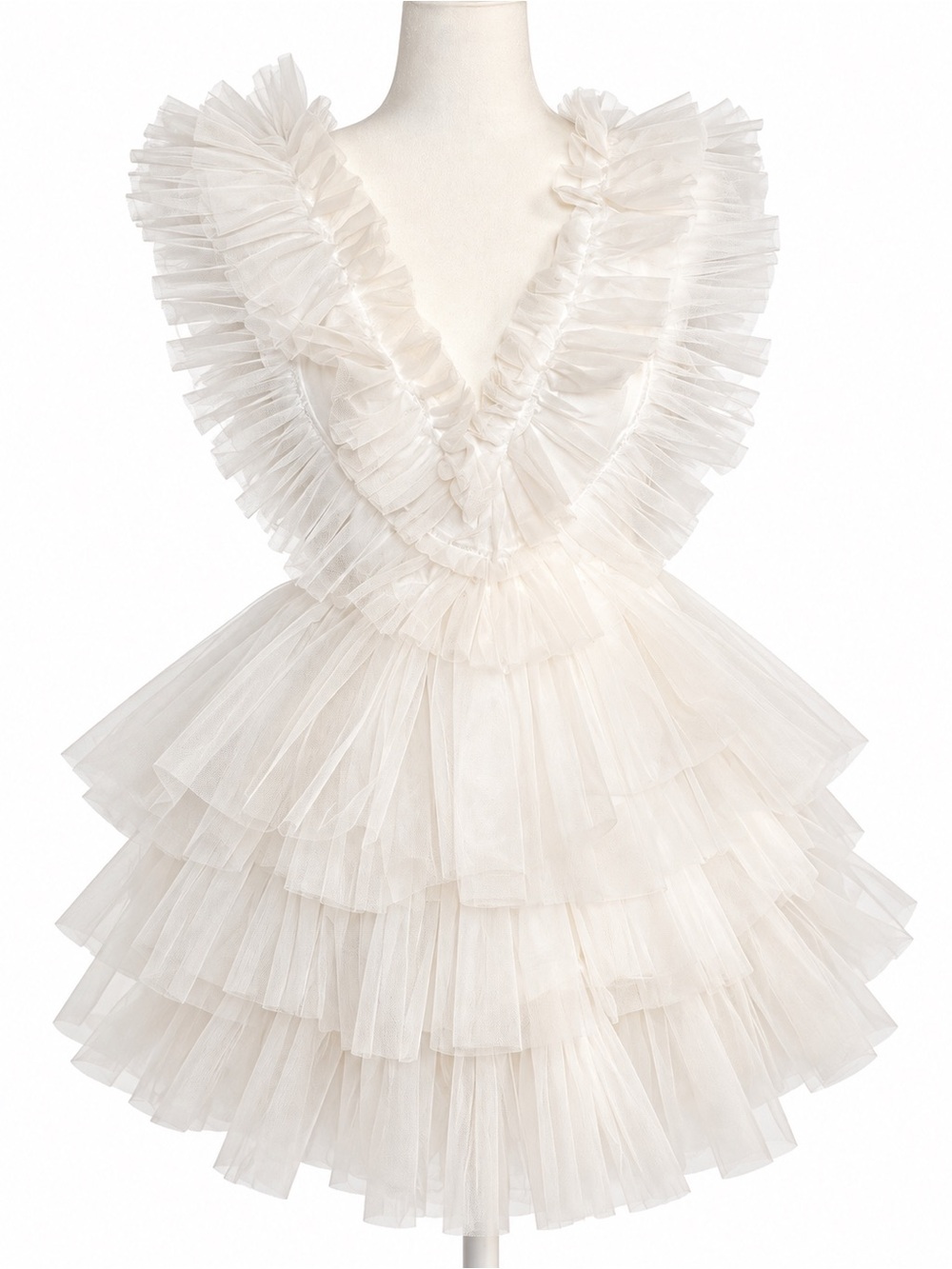 MABLE White Tulle Ruffle Tiered Mini Dress Size Small Bridal Party